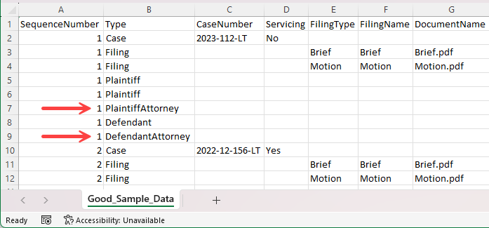 CSV file attorneys